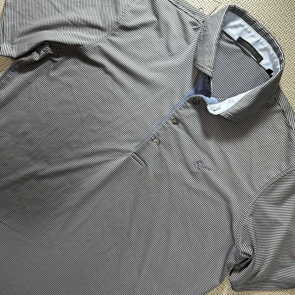 Greyson Polo Shirt Men's Size Large L Black Striped Golf Performance Stretch